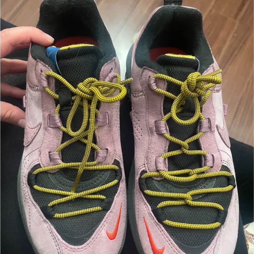 Nike Pink and Black Sneakers with Yellow Laces